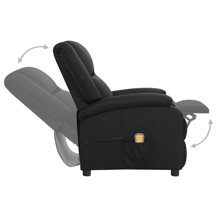 Massagesessel Elektrisch Schwarz Echtleder