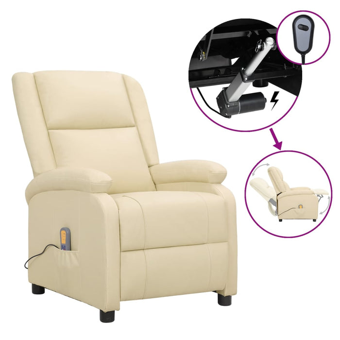 Massagesessel Elektrisch Creme Echtleder