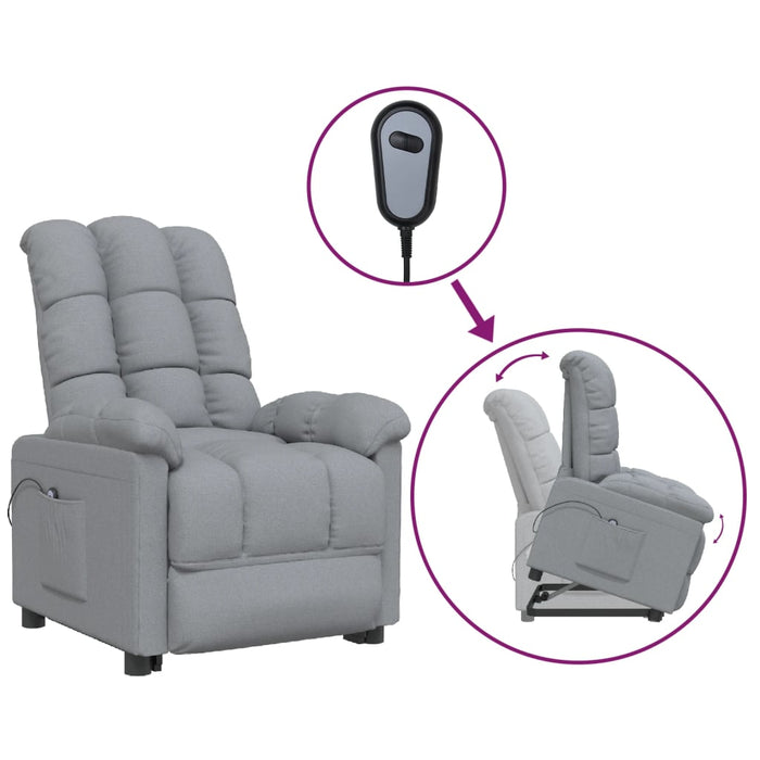 Aufstehsessel Hellgrau Stoff