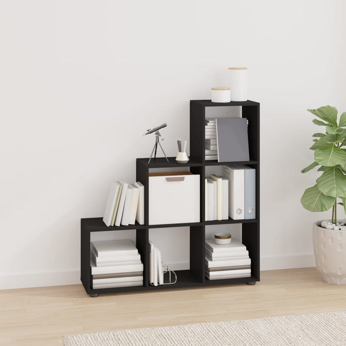 Stair shelf black 107 cm wood material
