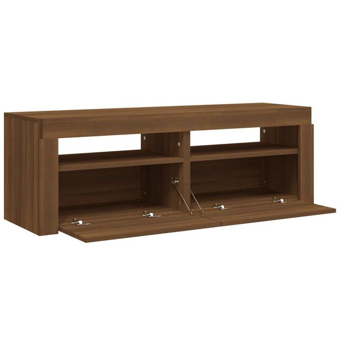 TV cabinet with LED lights brown oak look 120x35x40 cm