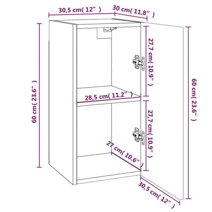 TV-Schränke 2 Stk. Braun Eichen-Optik 30,5x30x60 Holzwerkstoff