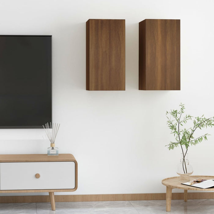 TV-Schränke 2 Stk. Braun Eichen-Optik 30,5x30x60 Holzwerkstoff