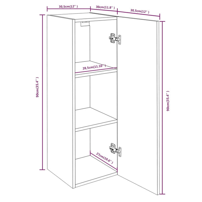 TV-Schrank Räuchereiche 30,5x30x90 cm Holzwerkstoff