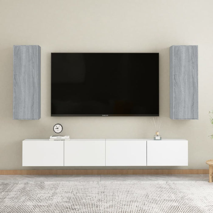 TV-Schränke 2 Stk. Grau Sonoma 30,5x30x90 cm Holzwerkstoff