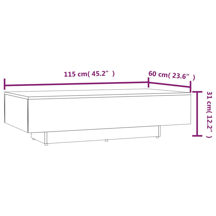 Couchtisch Räuchereiche 115x60x31 cm Holzwerkstoff