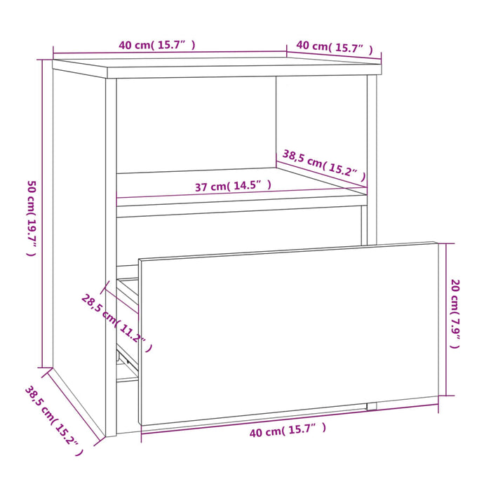 Nachttische 2 Stk. Braun Eichen-Optik 40x40x50 cm Holzwerkstoff