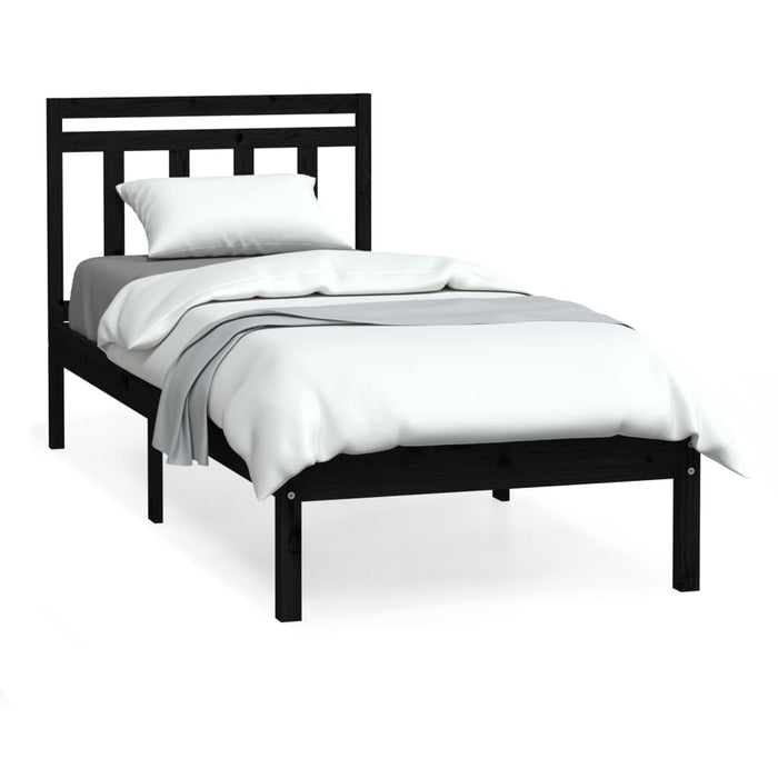 Massivholzbett Schwarz 90x190 cm