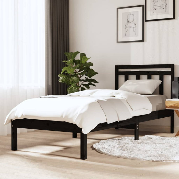 Massivholzbett Schwarz 90x190 cm