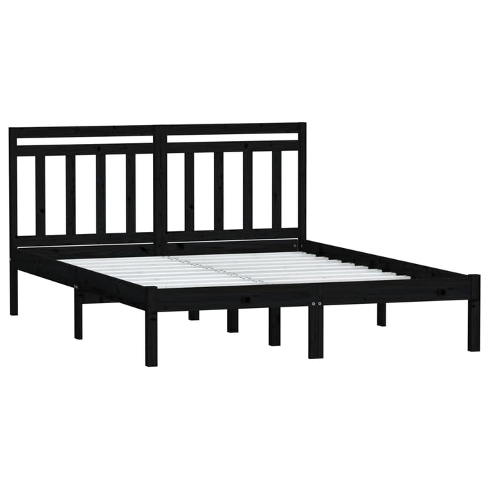 Massivholzbett Schwarz 150x200 cm
