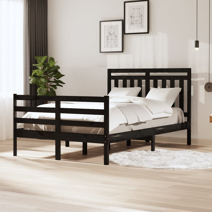 Massivholzbett Schwarz 120x190 cm