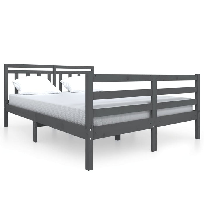 Massivholzbett Grau 135x190 cm