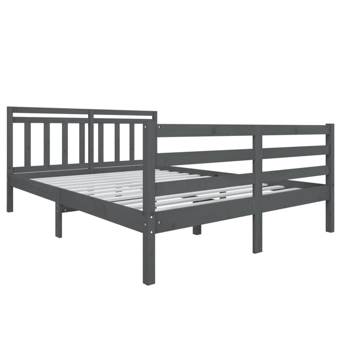 Massivholzbett Grau 135x190 cm