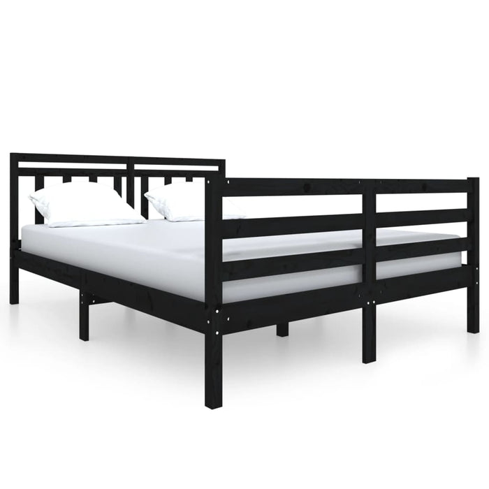 Massivholzbett Schwarz 140x190 cm