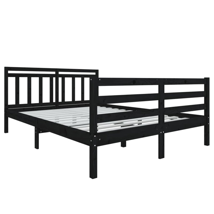 Massivholzbett Schwarz 140x190 cm