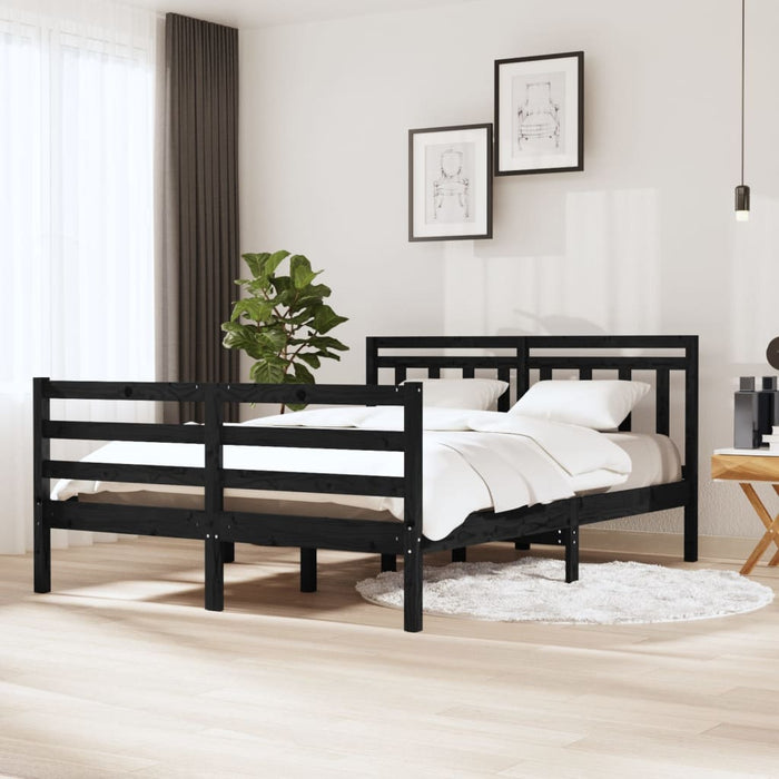 Massivholzbett Schwarz 140x190 cm