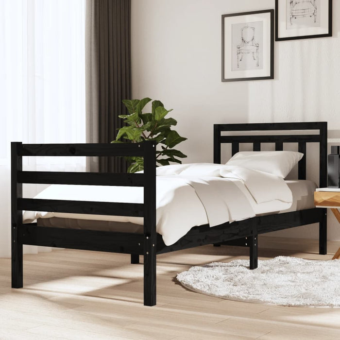 Massivholzbett Schwarz 90x200 cm