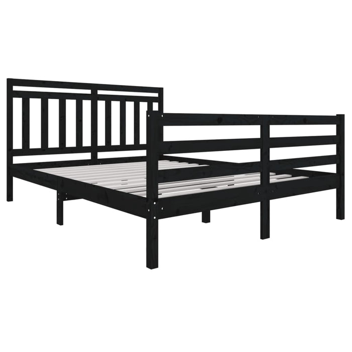 Massivholzbett Schwarz 150x200 cm