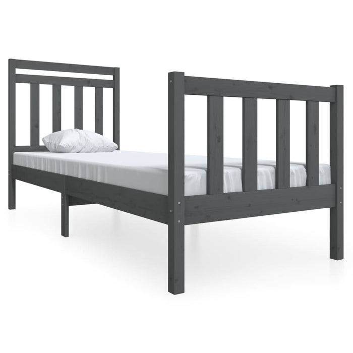 Massivholzbett Grau 75x190 cm