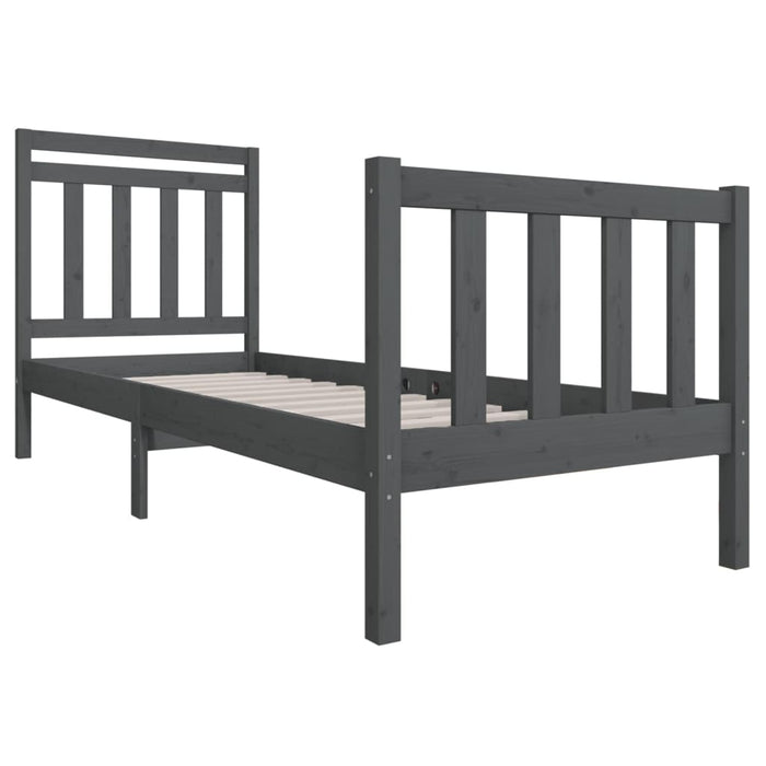 Massivholzbett Grau 75x190 cm