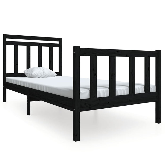 Massivholzbett Schwarz 100x200 cm