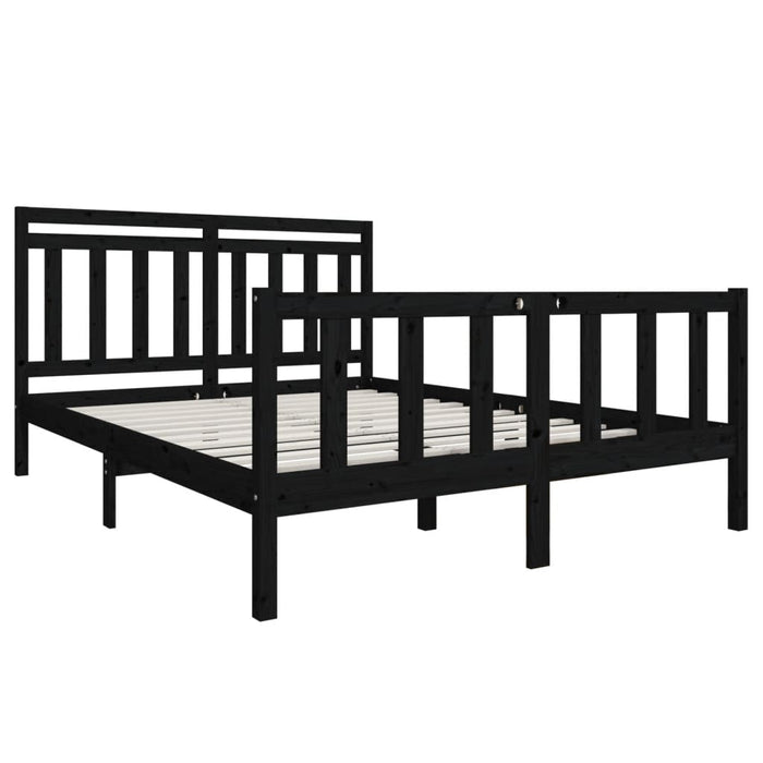 Massivholzbett Schwarz 150x200 cm