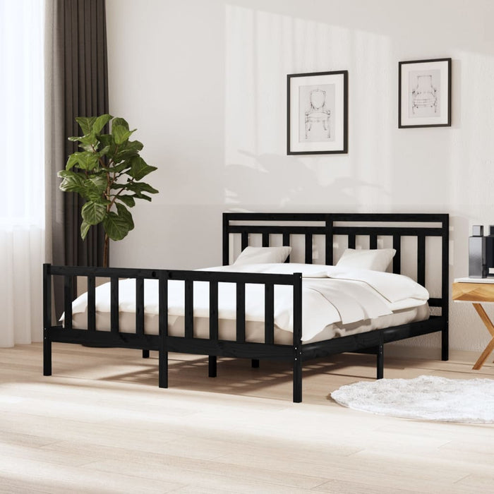 Massivholzbett Schwarz 160x200 cm