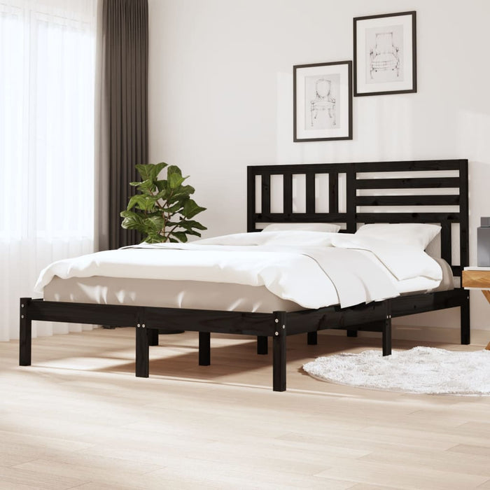 Massivholzbett Schwarz Kiefer 160x200 cm