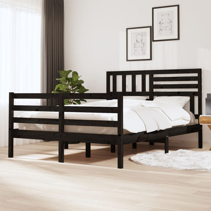 Massivholzbett Schwarz 135x190 cm