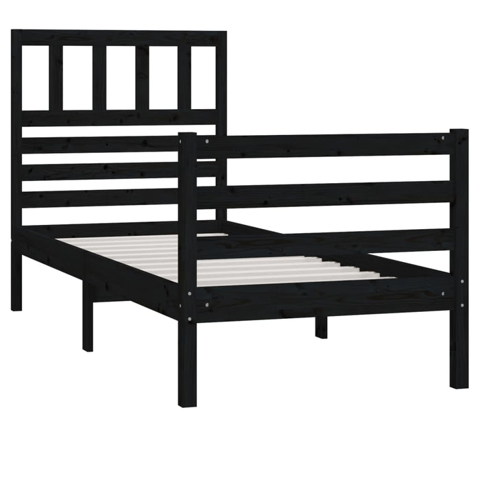 Massivholzbett Schwarz 90x200 cm