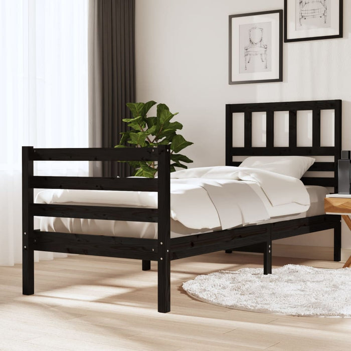 Massivholzbett Schwarz 90x200 cm