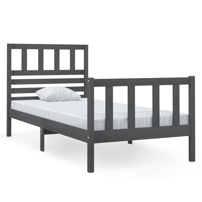 Massivholzbett Grau 75x190 cm