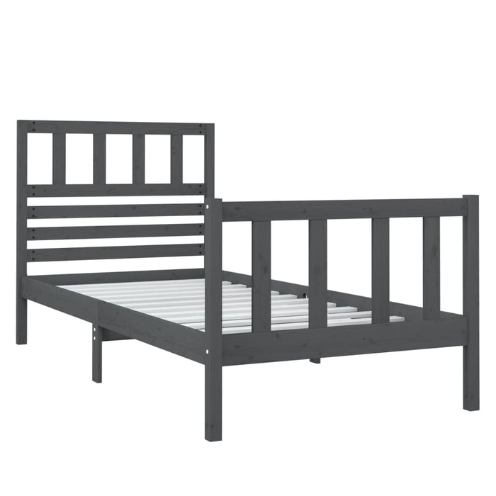 Massivholzbett Grau 75x190 cm