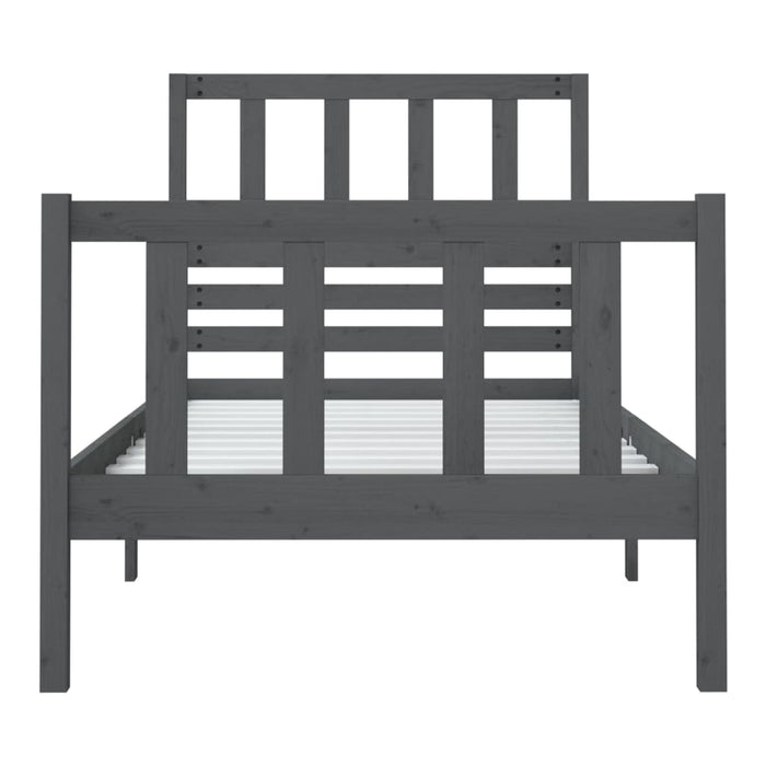 Massivholzbett Grau 75x190 cm