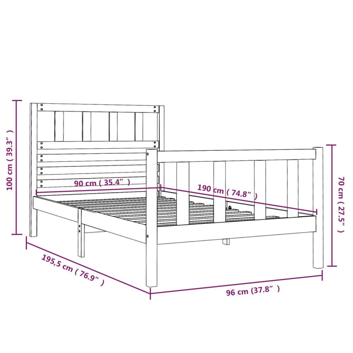 Massivholzbett Honigbraun 90x190 cm