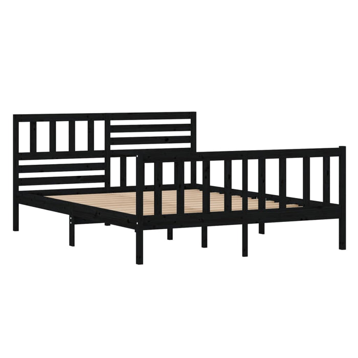Massivholzbett Schwarz 120x190 cm