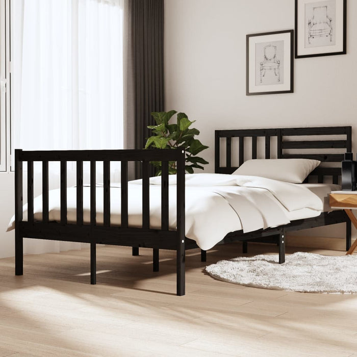 Massivholzbett Schwarz 120x190 cm