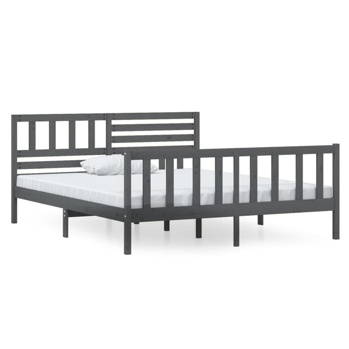Massivholzbett Grau 135x190 cm