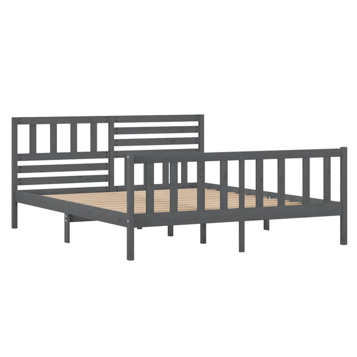 Massivholzbett Grau 135x190 cm
