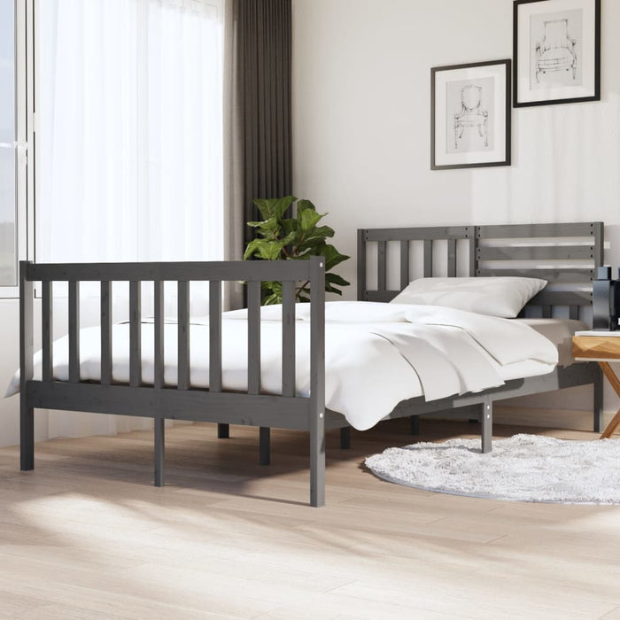 Massivholzbett Grau 135x190 cm