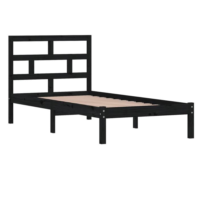 Massivholzbett Schwarz 90x190 cm
