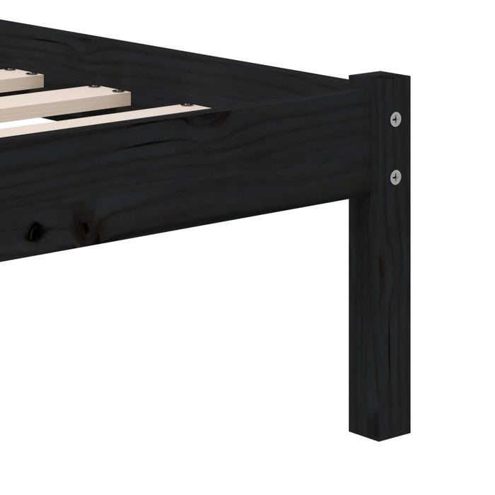 Massivholzbett Schwarz 90x190 cm
