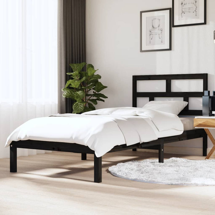 Massivholzbett Schwarz 90x190 cm