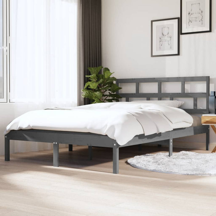 Massivholzbett Grau 135x190 cm