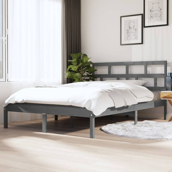 Massivholzbett Grau Kiefer 140x190 cm