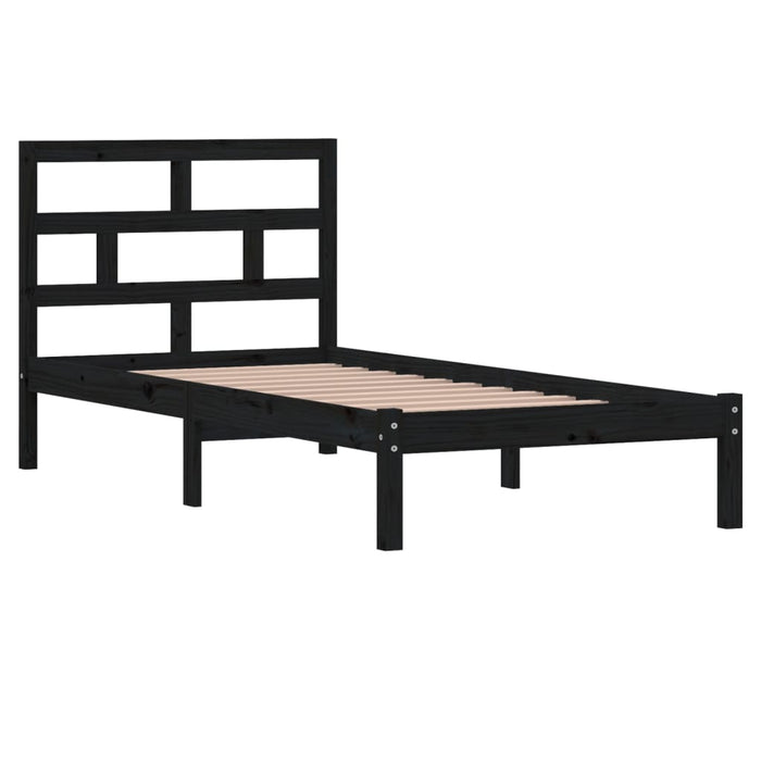Massivholzbett Schwarz Kiefer 90x200 cm