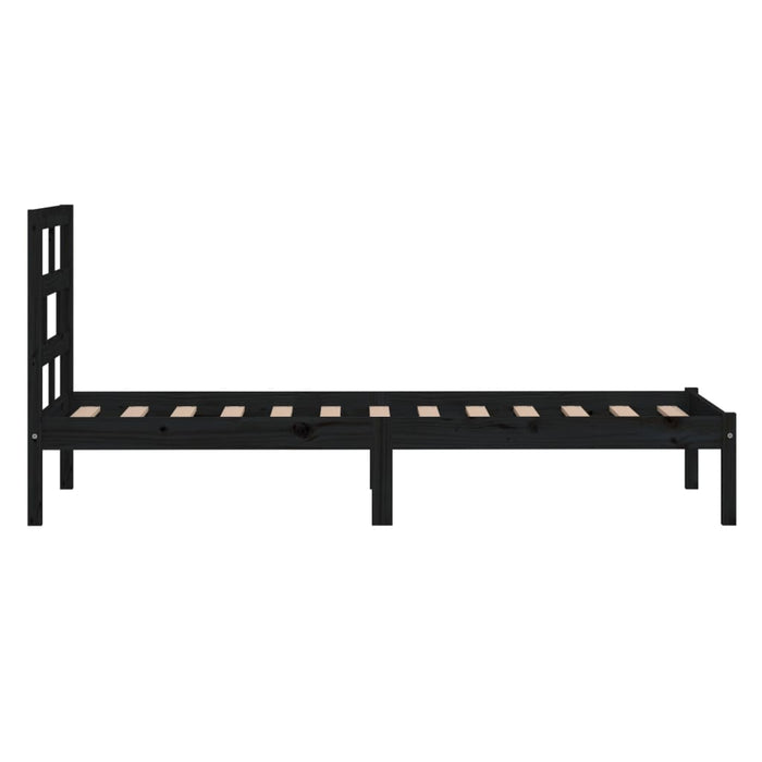 Massivholzbett Schwarz Kiefer 90x200 cm