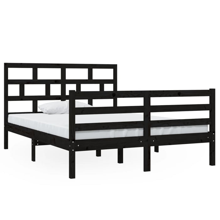 Massivholzbett Schwarz 135x190 cm