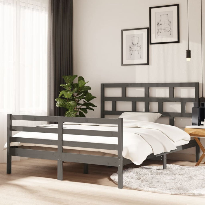Massivholzbett Grau 150x200 cm