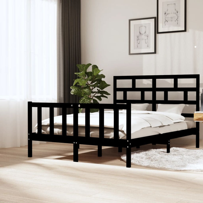 Massivholzbett Schwarz Kiefer 160x200 cm